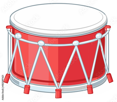 Red Drum Illustration, Musical Percussion Instrument, Children's Toy, Musical Instrument
