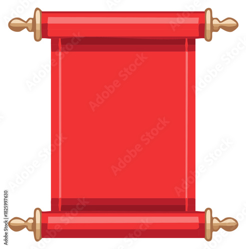 Open red scroll with golden handles for text or artwork