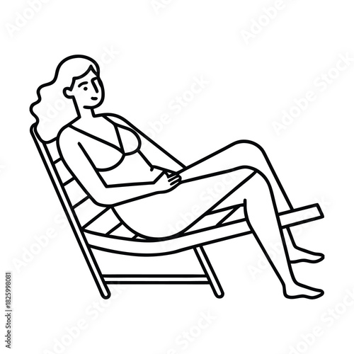Business person sitting on office chair with computer illustration