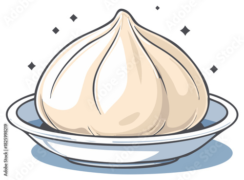 Delicious Shanghai Soup Dumplings on Plate Illustration Ready to Serve