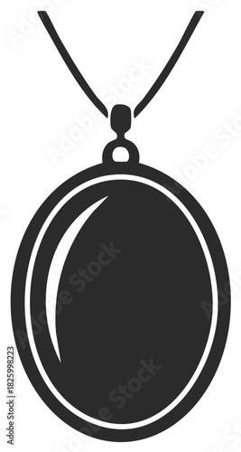Minimalist Black Circular Pendant Necklace Icon for Jewelry Accessory Graphic Design