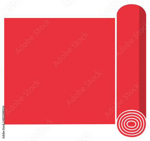 Illustration of a rolled red carpet ready to be rolled out for a special event.