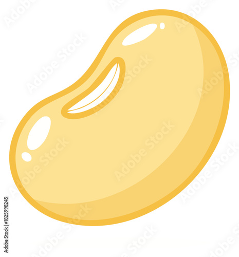 Simple Soybean Depiction in Yellow Tones with Bean-Like Shape and Basic Elements