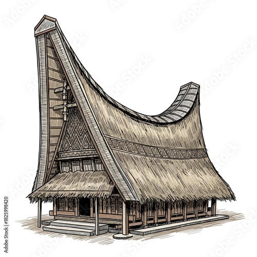 Timeless architecture design of indonesian traditional house, Toraja Tongkonan