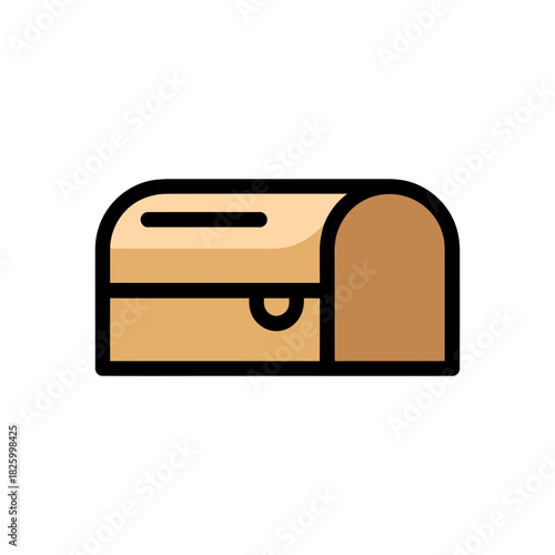 Bread Loaf Filled Outline  Icon on White Background Vector Art Illustration on white background.