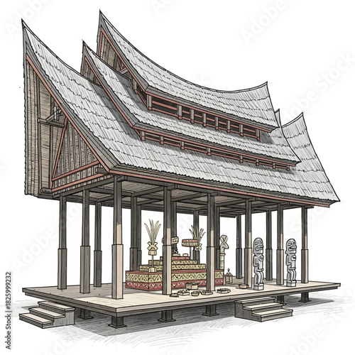 Traditional architectural design: Detailed structure of cultural significance