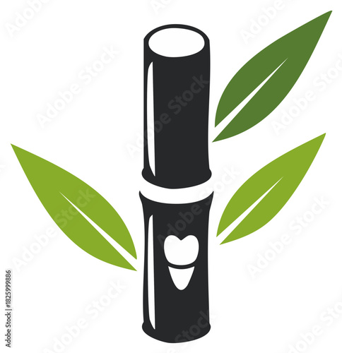 Dental care and oral hygiene concept logo with a bamboo stalk and tooth icon vector illustration