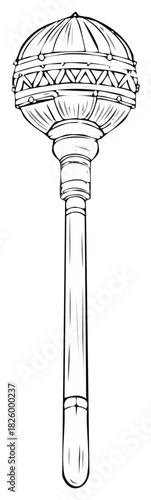Intricate illustration of a traditional Indian Gada mace, a symbol of strength.
