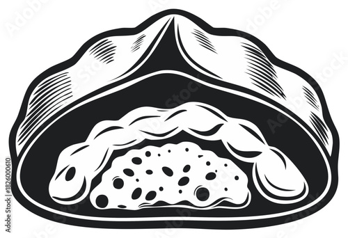 Stylized Dumpling with Braided Dough and Filling