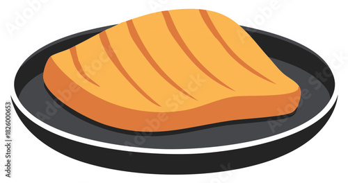 Cooked steak or meat on a serving plate vector illustration