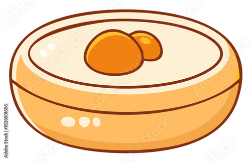 Stylized cartoon illustration of a bowl with egg yolks and whites