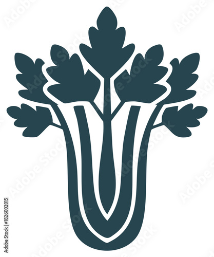 Minimalist celery stalk icon. Simple flat vector graphic of a healthy vegetable for diet and nutrition.