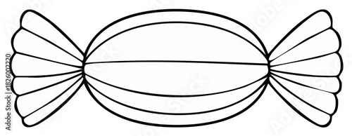 Candy wrapping in black lines isolated on white. Simple drawing.