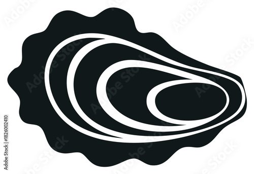 Black and white oyster shell illustration, shellfish seafood concept, food