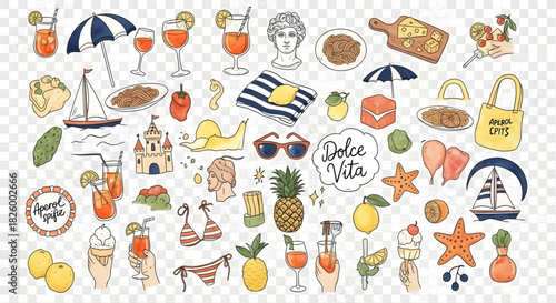 Italian summer vacation elements set