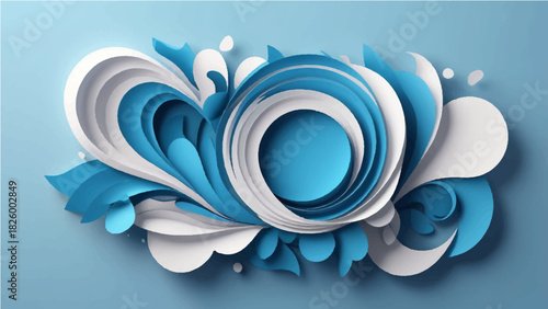 Abstract blue vector background design featuring a swirling wave pattern, symbolizing water, ocean, and nature concept for a business banner or wallpaper decoration