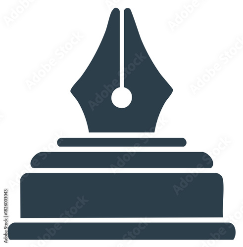Stylized Fountain Pen Nib Icon on a Tiered Stand Symbolizing Writing and Literature Heritage