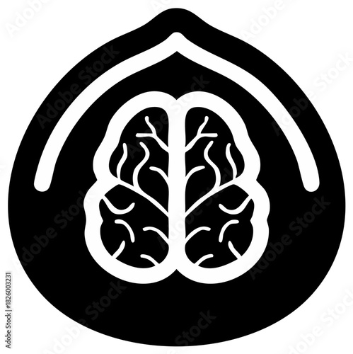 Brain inside a walnut shell icon