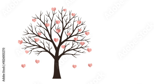 Heart Tree Symbol of Love, Friendship, and Valentine's Day in Illustration