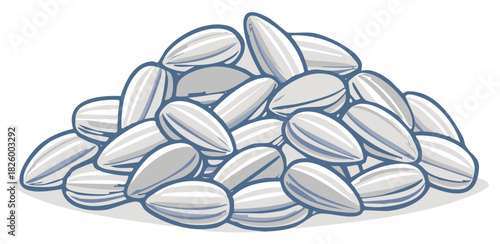 Pile of sunflower seeds, food illustration, healthy snack ingredient