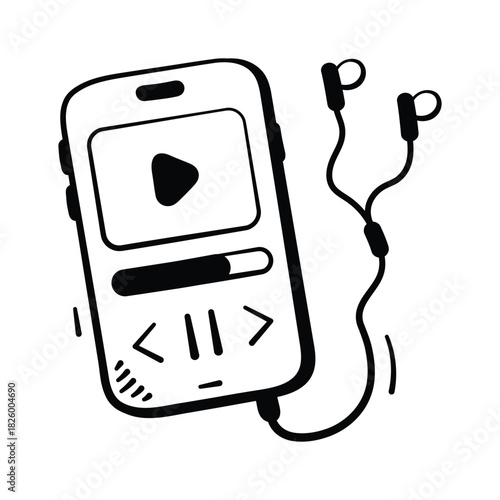Illustration of hand drawn mp3 player icon