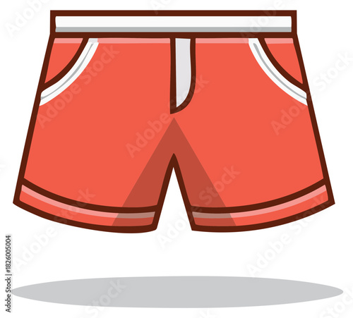 Vibrant Red Flat Design Shorts With White Pockets And Trim Ready For Summer Adventures