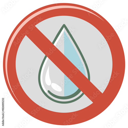Free Download Water Droplet Symbol with Red Prohibition Circle and Diagonal Line - GFXLoad