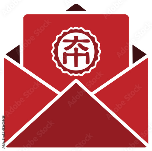 Red envelope icon with Chinese symbol representing mourning, condolences, sympathy