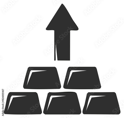 Gold Bars Stack with Upward Arrow Representing Growth Profit and Rising Value