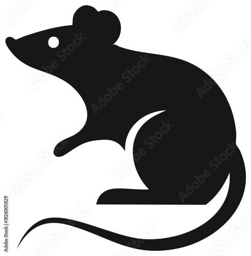 Stylized Mouse Silhouette Illustration Simple Mouse Design with Long Tail