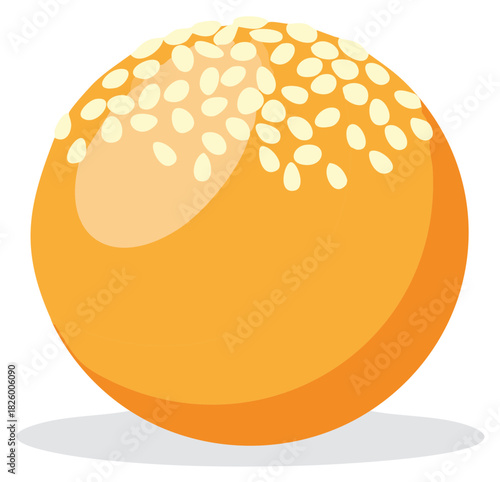 Round Sesame Seed Coated Pastry Sweet Bun Vector Illustration Delightful Baking Temptation