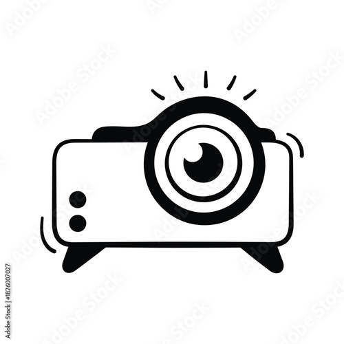 Well designed hand drawn icon of projector in modern style