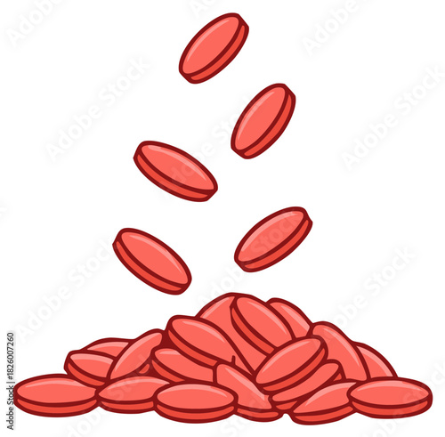 Falling red pills, illustration of medication concept, medicine and healthcare
