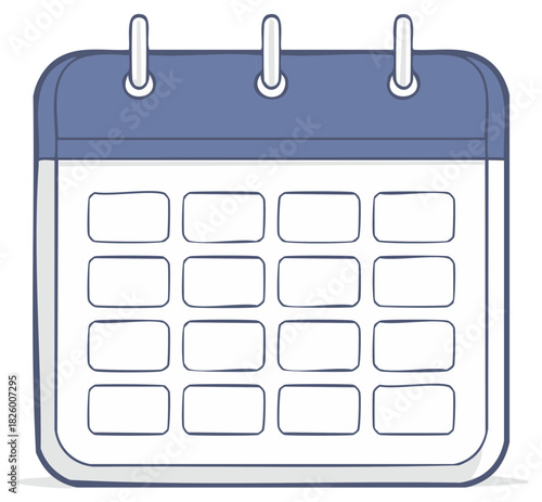 Simple blank calendar illustration for scheduling events appointments and planning tasks
