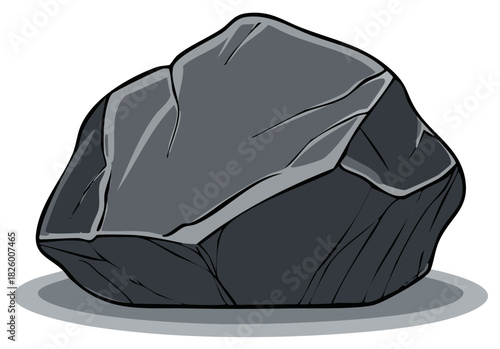 Illustration of a large gray rock with sharp edges and shadow