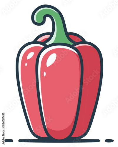 Red Bell Pepper Cartoon Illustration