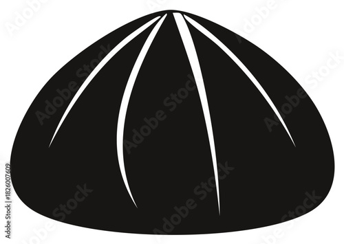 Abstract Monochrome Image of a Dim Sum dumpling, Asian Cuisine Icon