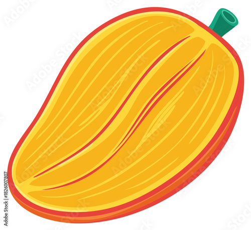 Halved Mango Fruit Vector Illustration Tropical Food Design Ingredient