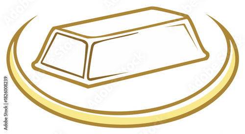 Stylized gold bar ingot icon with a circular emblem for wealth and investment concepts