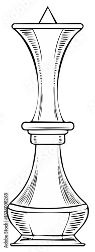 Elegant Sketch Style Chess Queen Piece Stands Tall Ready for Strategic Game Play Design Element