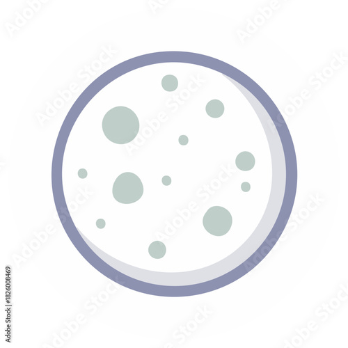 Full Moon Graphic Illustration with Crater Shapes Orbiting Celestial Body