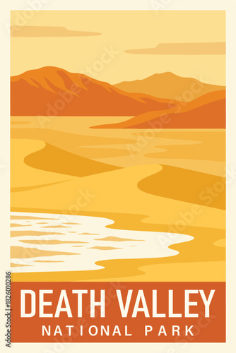 Death Valley National Park Art, Travel Poster Clipart, Vintage USA Park Illustration, Retro Landscape Art, Death Valley Wall Decor ClipArt
