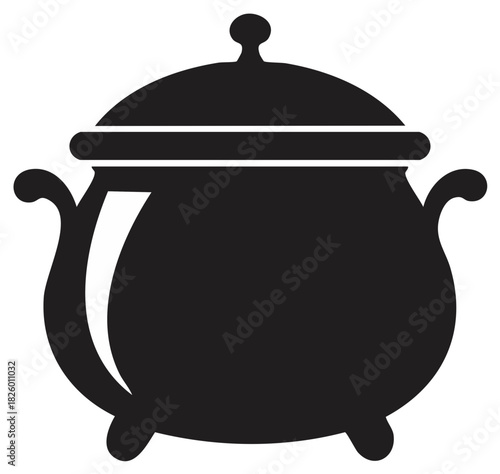 Black cauldron icon with lid and handles