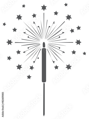 Sparkler ignites radiating starburst light trails and scattering stars abstract graphic