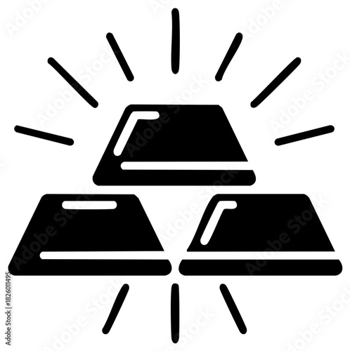 Three Shining Gold Bars Stacked Icon
