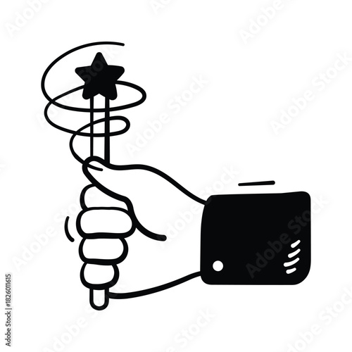 An amazing hand drawn icon of magic wand