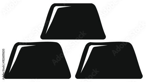 Three stylized black ingots arranged in a pyramid formation