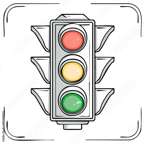 Traffic Signal with red yellow and green lights for traffic control