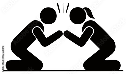 Two people in silhouette kneeling and praying facing each other with hands together