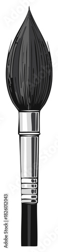 Detailed Graphic of Brush for Painting Watercolor Fine Art with Brushstrokes and Texture Depicted